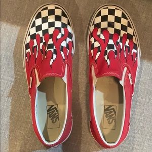 Red flame slip on vans men’s size 10
